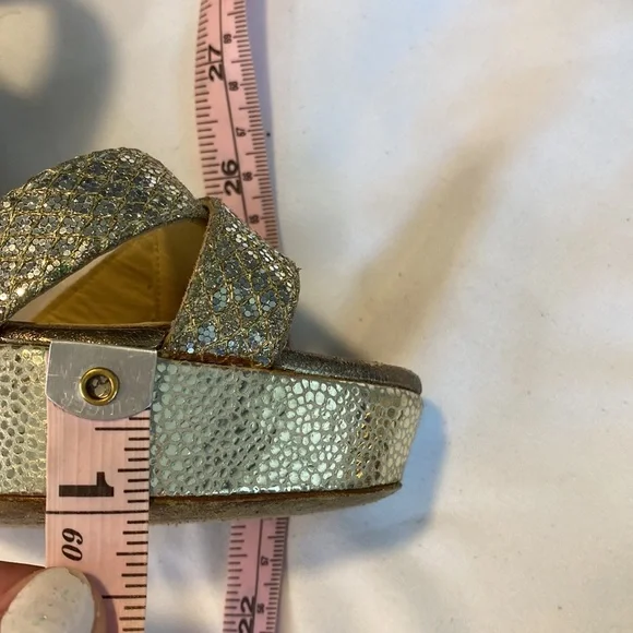 Jimmy Choo Silver Glitter Platform Stiletto Strappy Sandals - Picture 13 of 13
